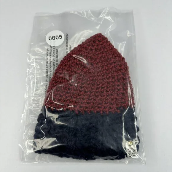 Handmade New Matilda Hobbii Friends Cotton Silk in Deep Red Navy Knit Beanie-S/M Handmade New Matilda Hobbii Friends Cotton Silk in Deep Red  main image 2
